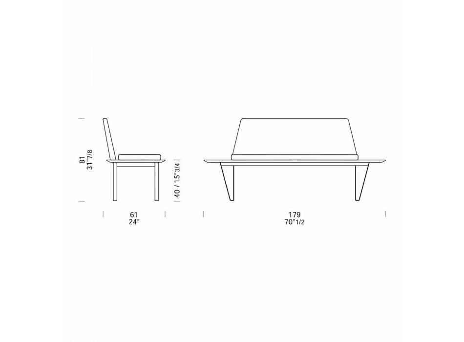 Tapicerowana i tapicerowana ławka ze stali i płyty Mdf Nowoczesny minimalistyczny design - Gardena Viadurini