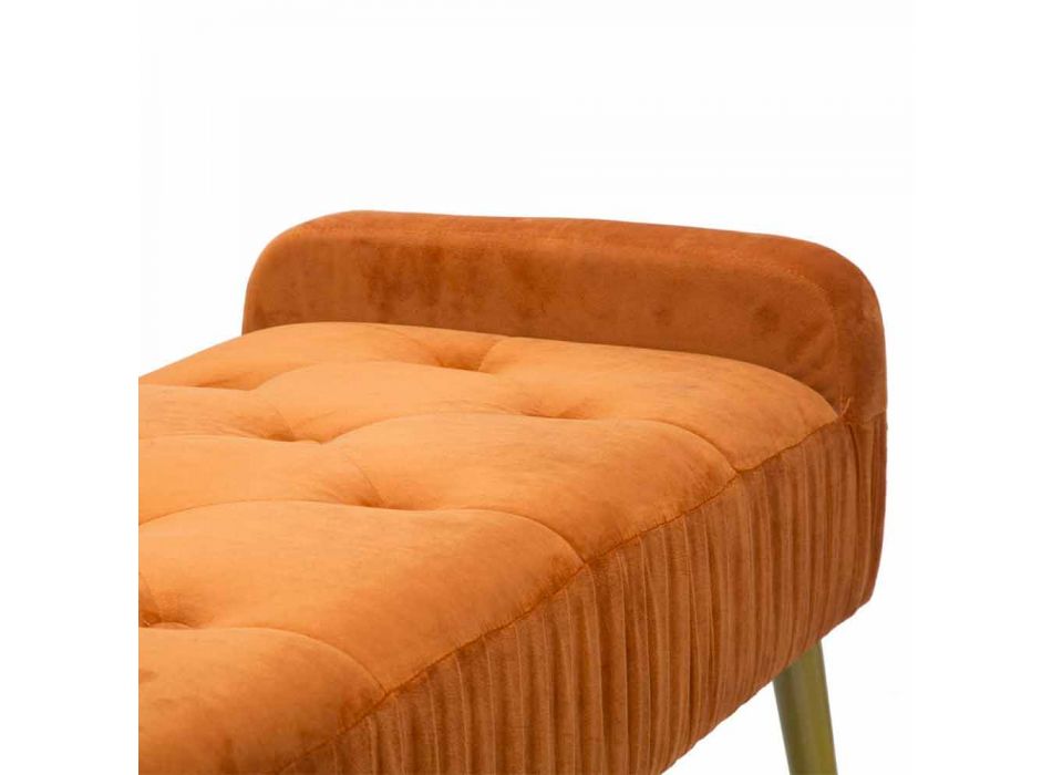 Nowoczesna prostokątna ławka w kolorze rdzy z drewna i tkaniny - Zack Viadurini