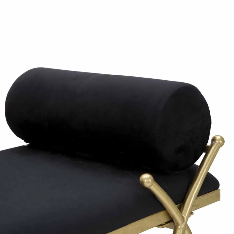 Ławka prostokątna o nowoczesnym designie z żelaza, płyty MDF i tkaniny - Harding Viadurini