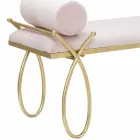 Ławka prostokątna o nowoczesnym designie z żelaza, płyty MDF i tkaniny - Harding Viadurini