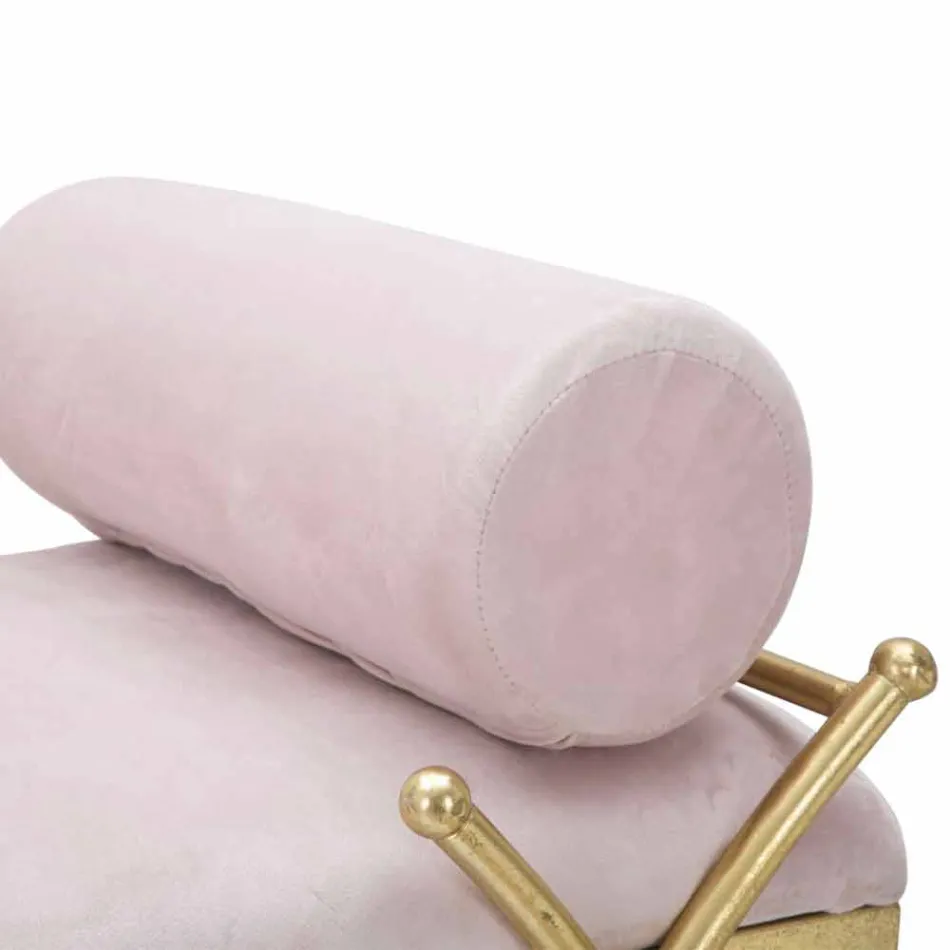 Ławka prostokątna o nowoczesnym designie z żelaza, płyty MDF i tkaniny - Harding Viadurini