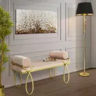 Ławka prostokątna o nowoczesnym designie z żelaza, płyty MDF i tkaniny - Harding Viadurini