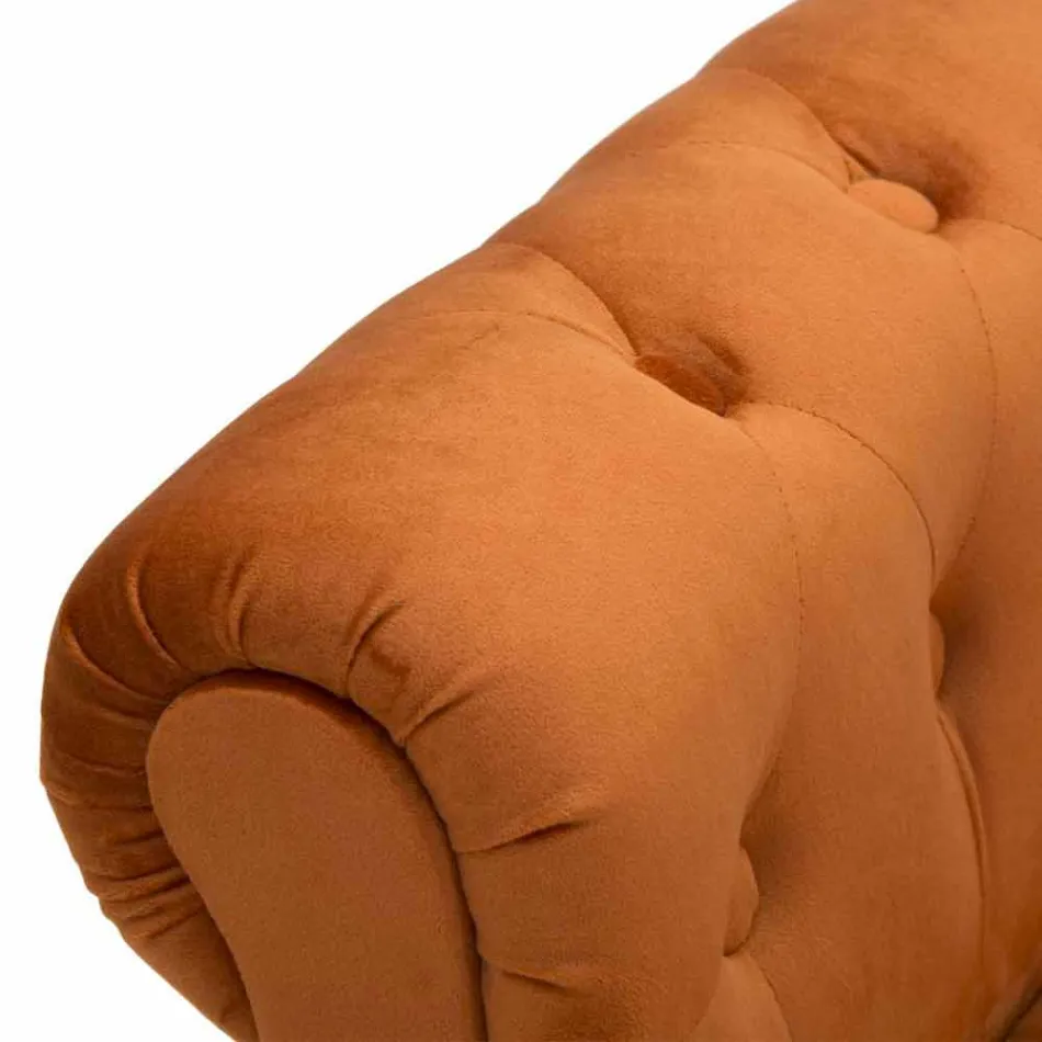 Nowoczesna prostokątna ławka z drewna i tkaniny - Theodore Viadurini