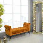 Nowoczesna prostokątna ławka z drewna i tkaniny - Theodore Viadurini