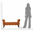 Nowoczesna prostokątna ławka z drewna i tkaniny - Theodore Viadurini