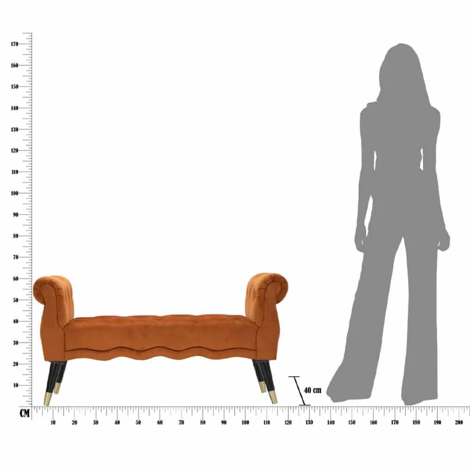 Nowoczesna prostokątna ławka z drewna i tkaniny - Theodore Viadurini