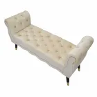 Nowoczesna prostokątna ławka z drewna i tkaniny - Theodore Viadurini