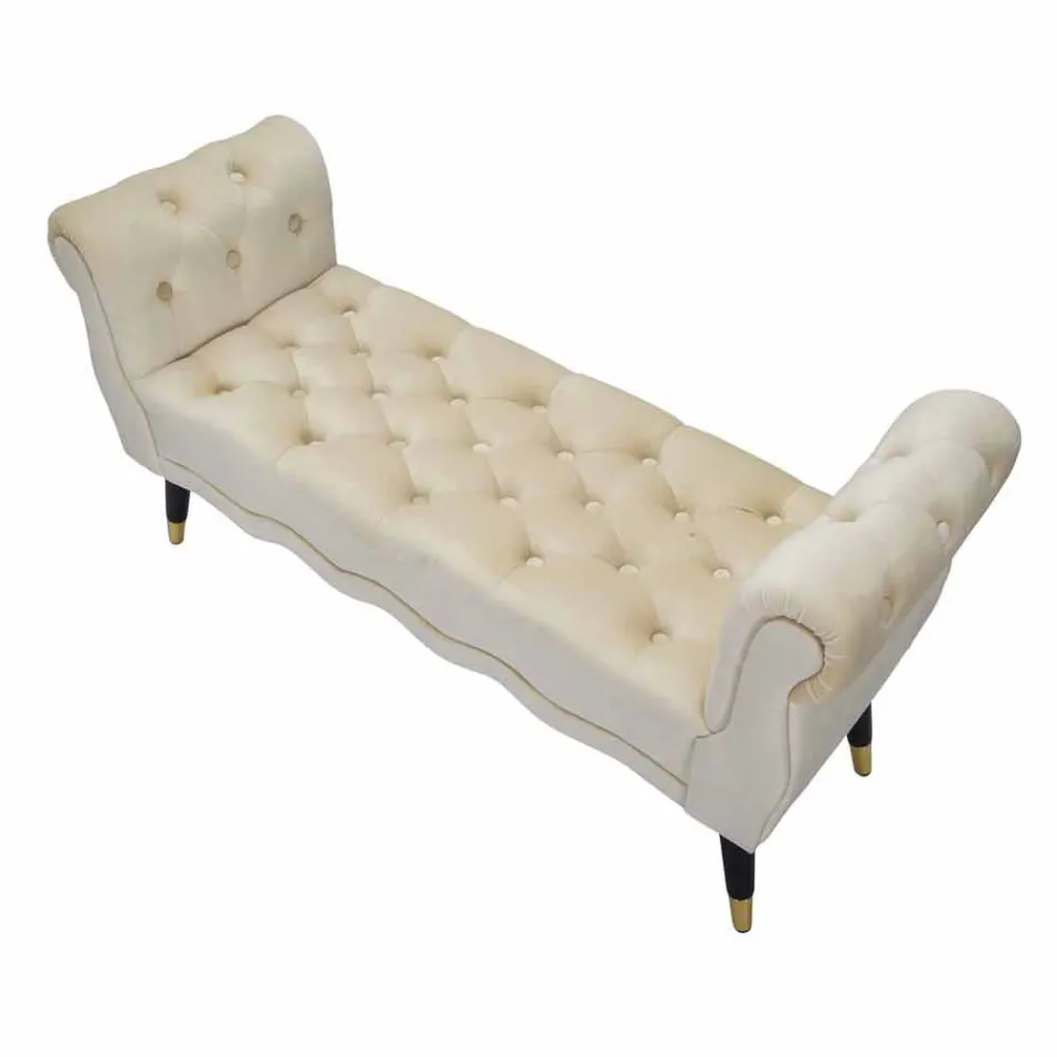 Nowoczesna prostokątna ławka z drewna i tkaniny - Theodore Viadurini