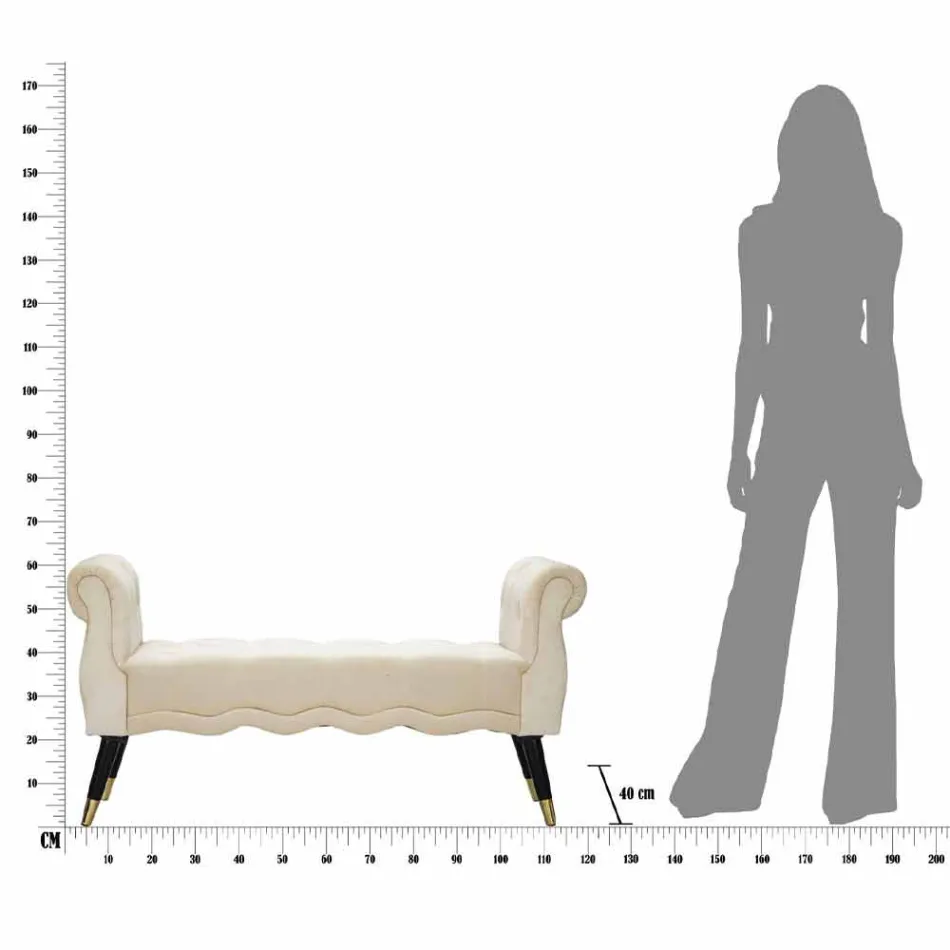 Nowoczesna prostokątna ławka z drewna i tkaniny - Theodore Viadurini