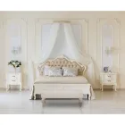 Ławka Shabby Chic z drewna z siedziskiem z pikowanej tkaniny - Rocchetta Viadurini