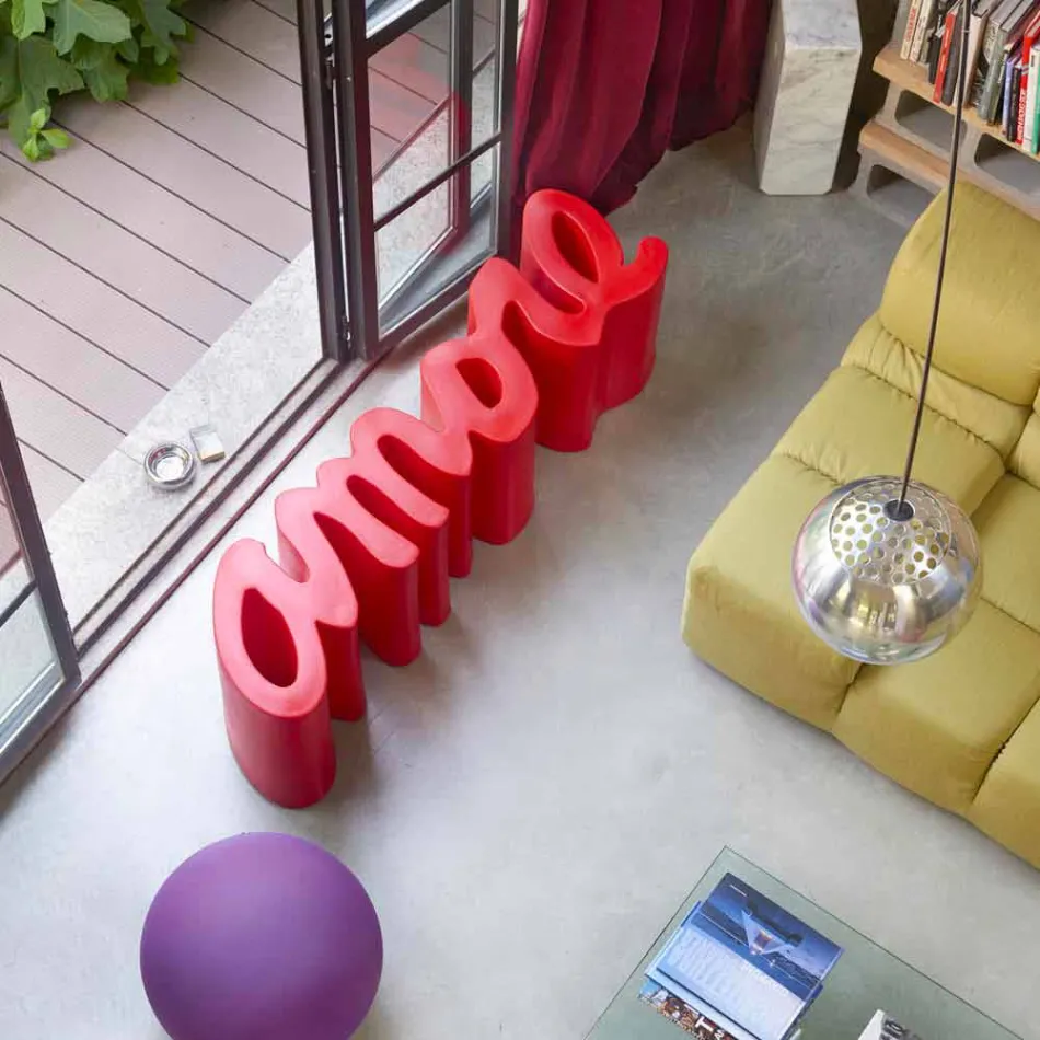 Kolorowa ławka Slide Love modern made in Italy Viadurini