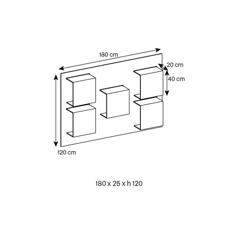 Panel ścienny z drewna orzechowego Canaletto i półek szklanych 2 rozmiary - Basil Viadurini