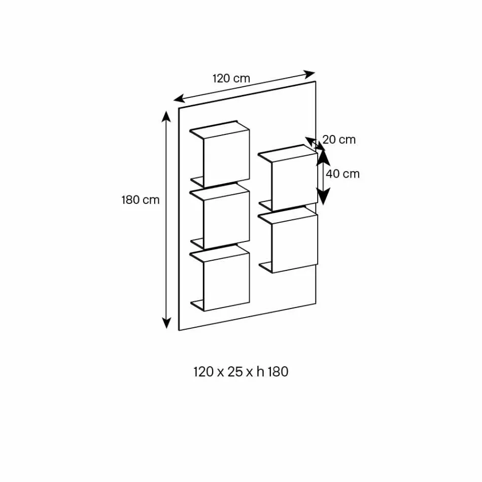 Panel ścienny z drewna orzechowego Canaletto i półek szklanych 2 rozmiary - Basil Viadurini