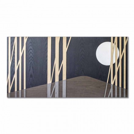 Panel Dekoracyjny 120x60 z Intarsjami z Naturalnego Drewna i Płaskorzeźbą - Fuca Viadurini