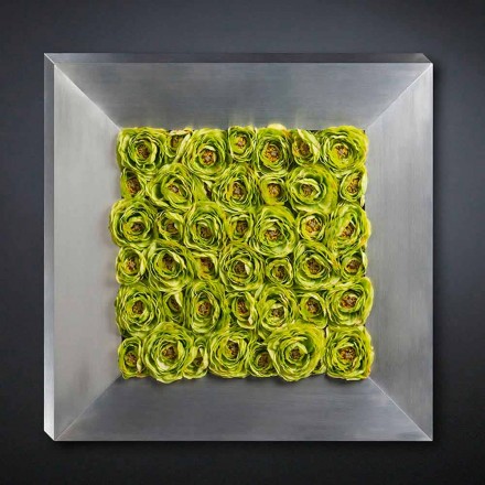 Dekoracyjny panel ścienny ze sztucznymi kwiatami Made in Italy - Nunco Viadurini