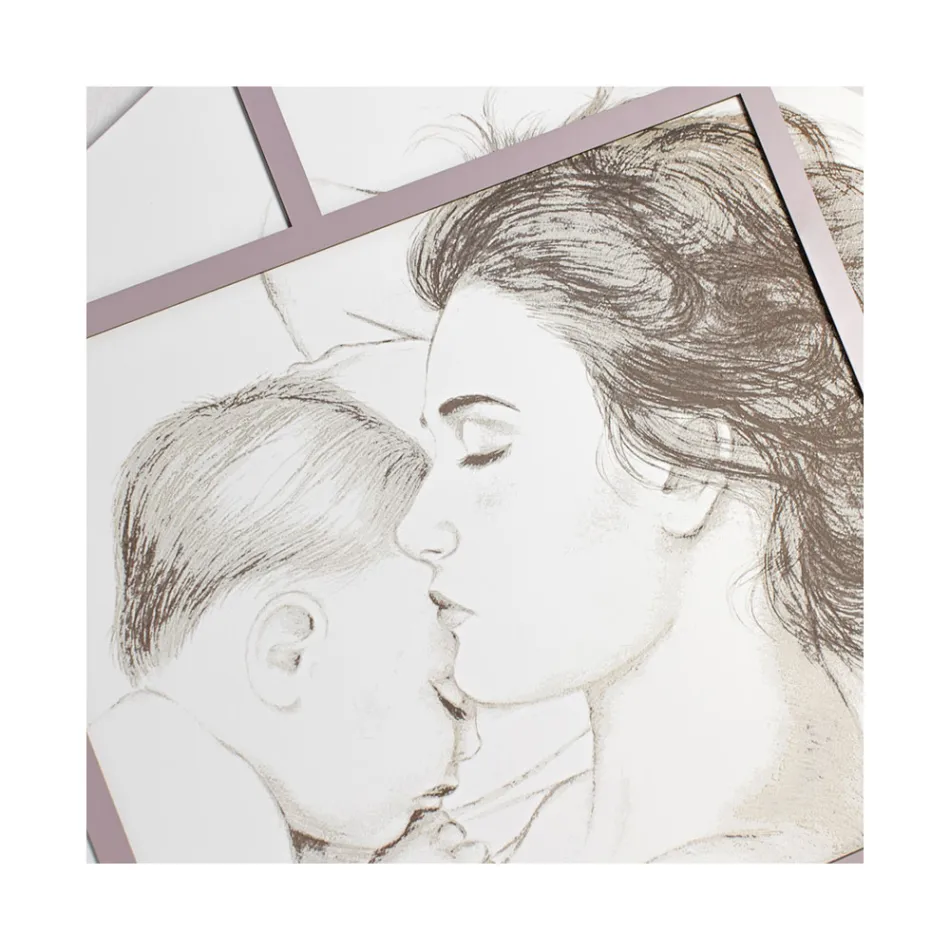 Panel grawerowany laserowo z kobietą i dzieckiem Made in Italy - Harald Viadurini