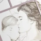 Panel grawerowany laserowo z kobietą i dzieckiem Made in Italy - Harald Viadurini