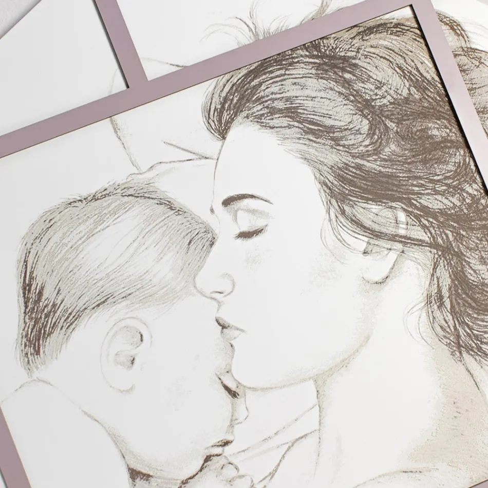 Panel grawerowany laserowo z kobietą i dzieckiem Made in Italy - Harald Viadurini