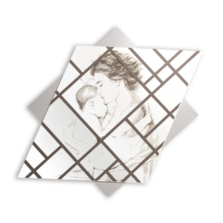 Panel grawerowany laserowo z kobietą i dzieckiem Made in Italy - Harald Viadurini