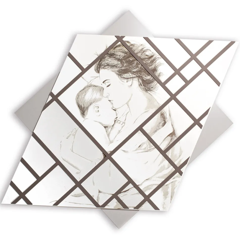 Panel grawerowany laserowo z kobietą i dzieckiem Made in Italy - Harald Viadurini