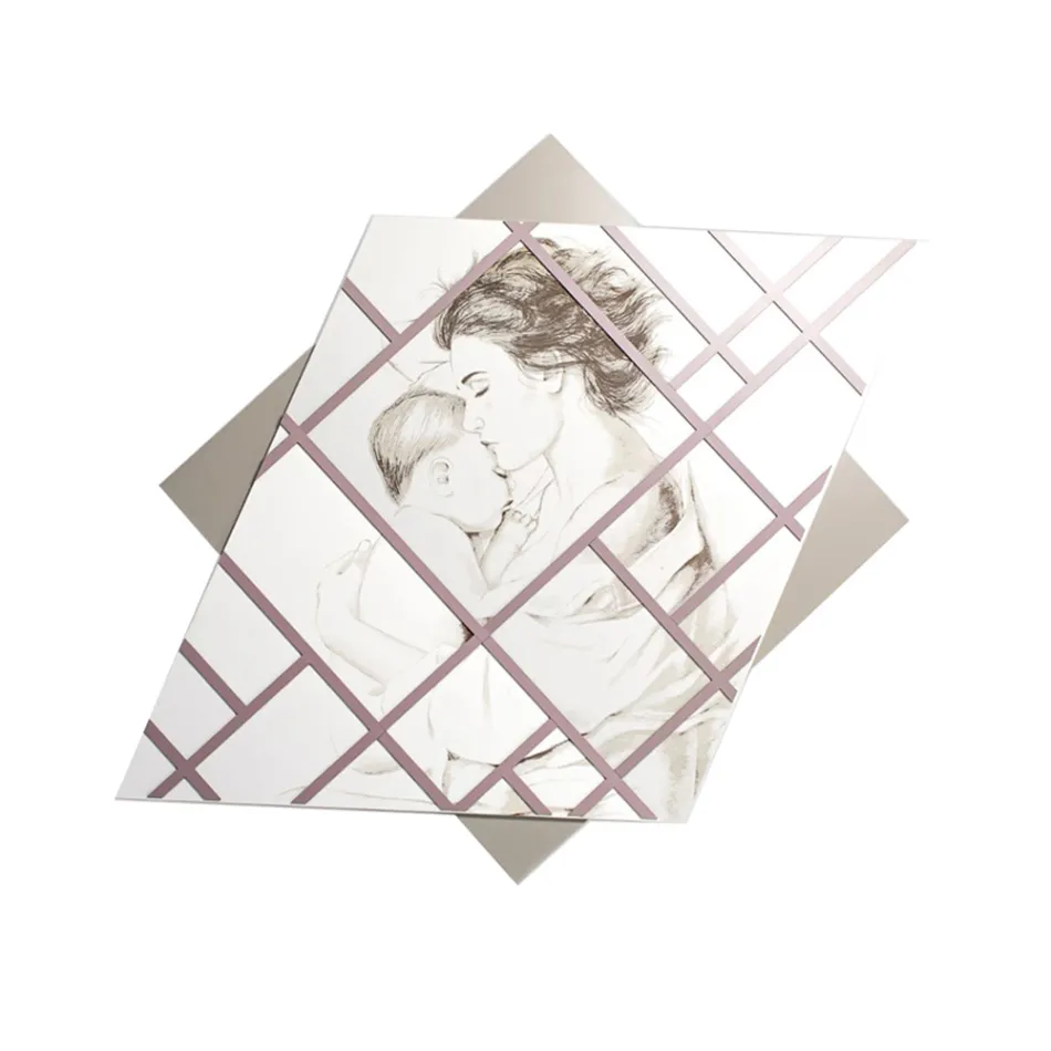 Panel grawerowany laserowo z kobietą i dzieckiem Made in Italy - Harald Viadurini