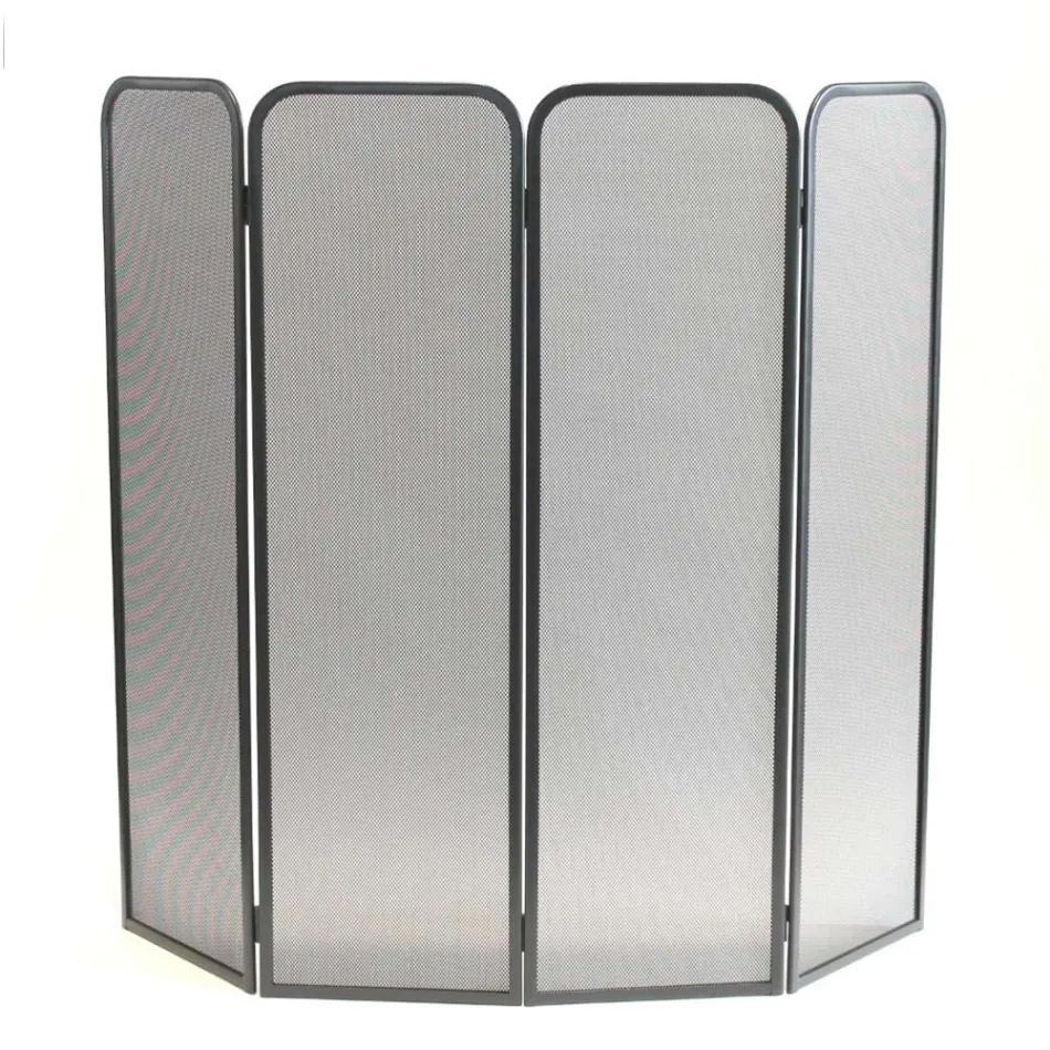 Osłona pieca z 4 drzwiami ze stali malowanej na czarno. Wyprodukowano we Włoszech - Kiwi Viadurini