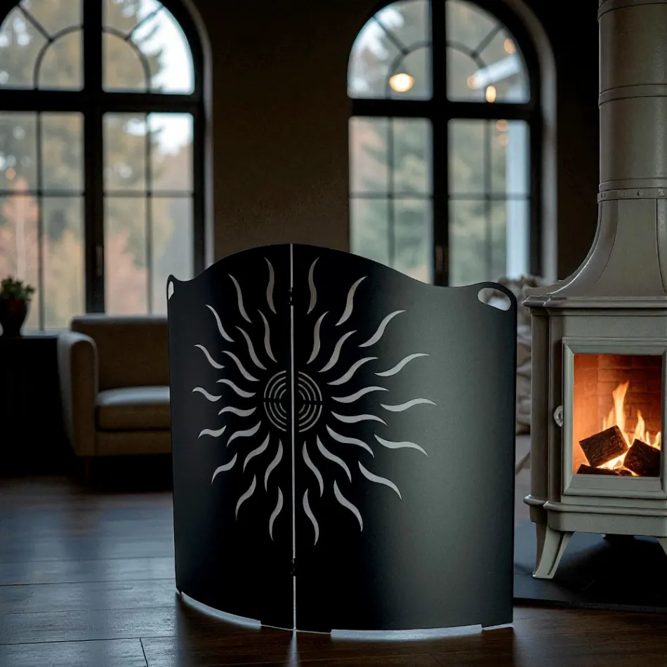 Zakrzywiona osłona pieca z 2 metalowymi drzwiczkami Made in Italy - Kaczka Viadurini