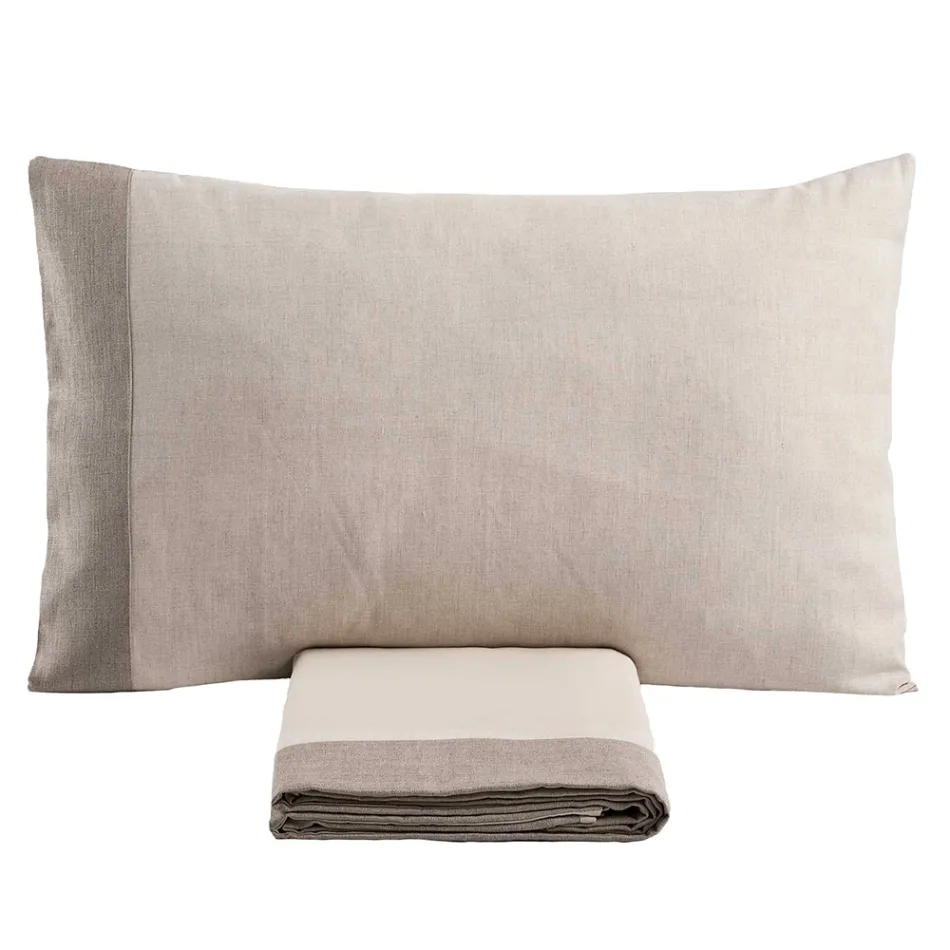 Podwójny zestaw poszewek na kołdrę w 90% bawełny i 10% lnu Wyprodukowano we Włoszech - Nestle Viadurini