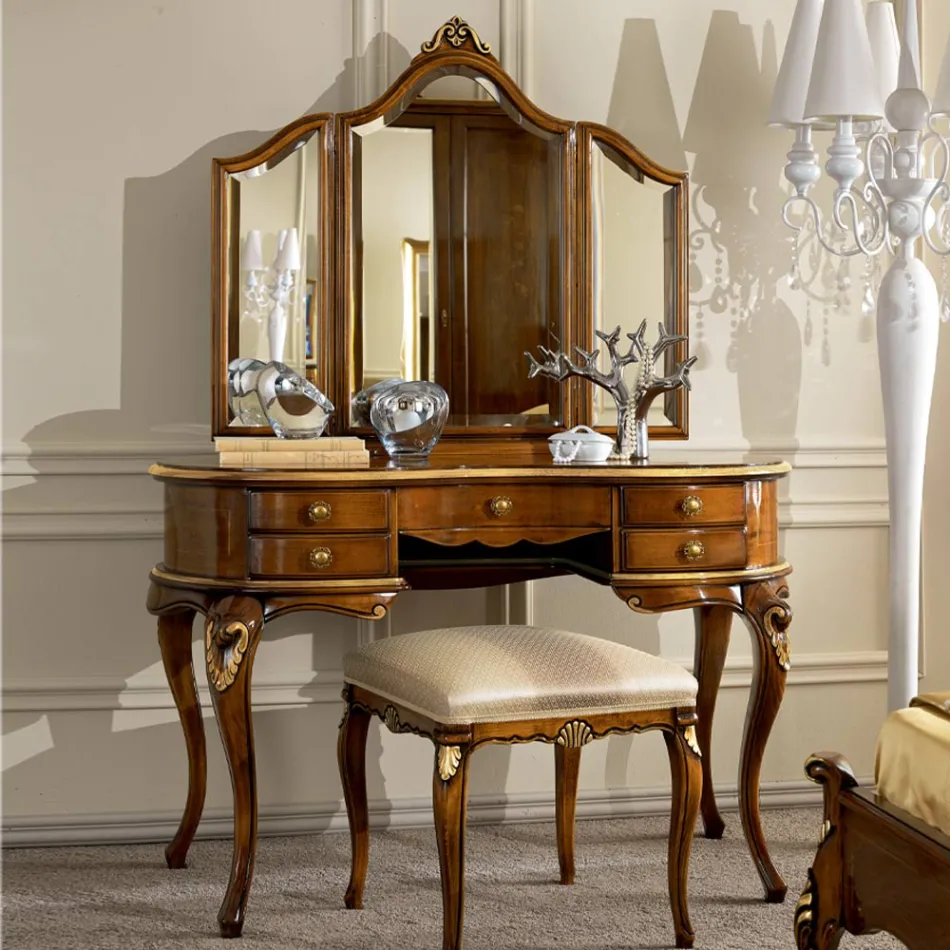 Klasyczny drewniany grzebień do makijażu z lusterkiem Made in Italy - Cambrige Viadurini