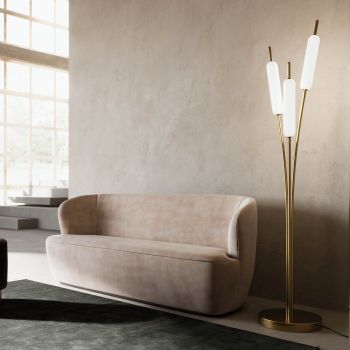 3-punktowa lampa podłogowa z mosiądzu i szkła Nowoczesny elegancki design - Typha od Il Fanale