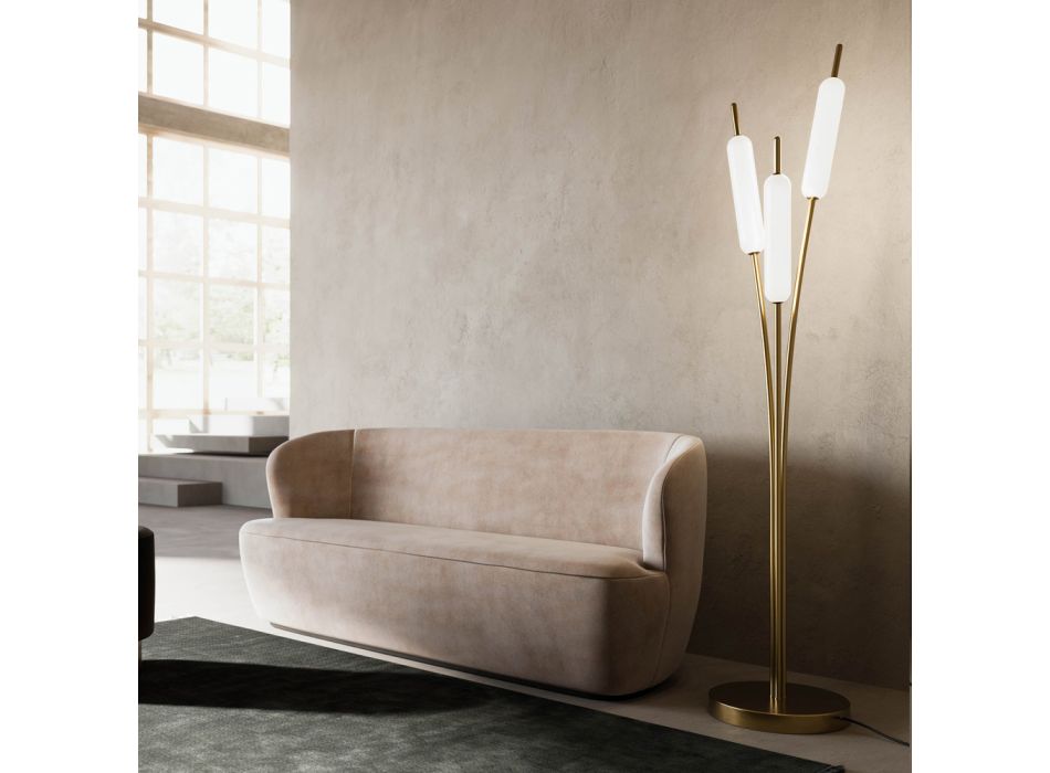 3-punktowa lampa podłogowa z mosiądzu i szkła Nowoczesny elegancki design - Typha od Il Fanale Viadurini