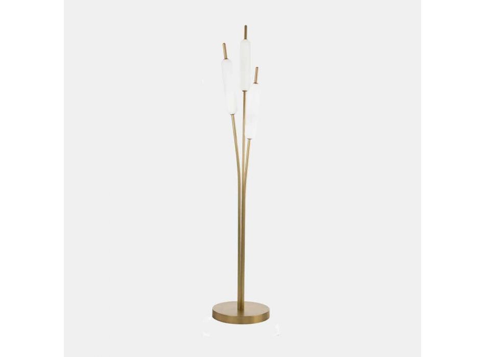 3-punktowa lampa podłogowa z mosiądzu i szkła Nowoczesny elegancki design - Typha od Il Fanale Viadurini
