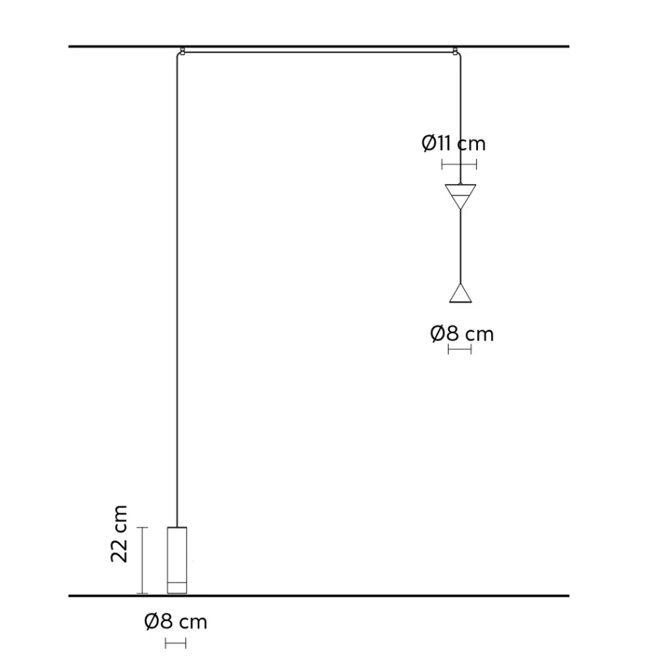 Minimalistyczna lampa podłogowa z czarnego aluminium i podwójnego stożka - Mercado Viadurini
