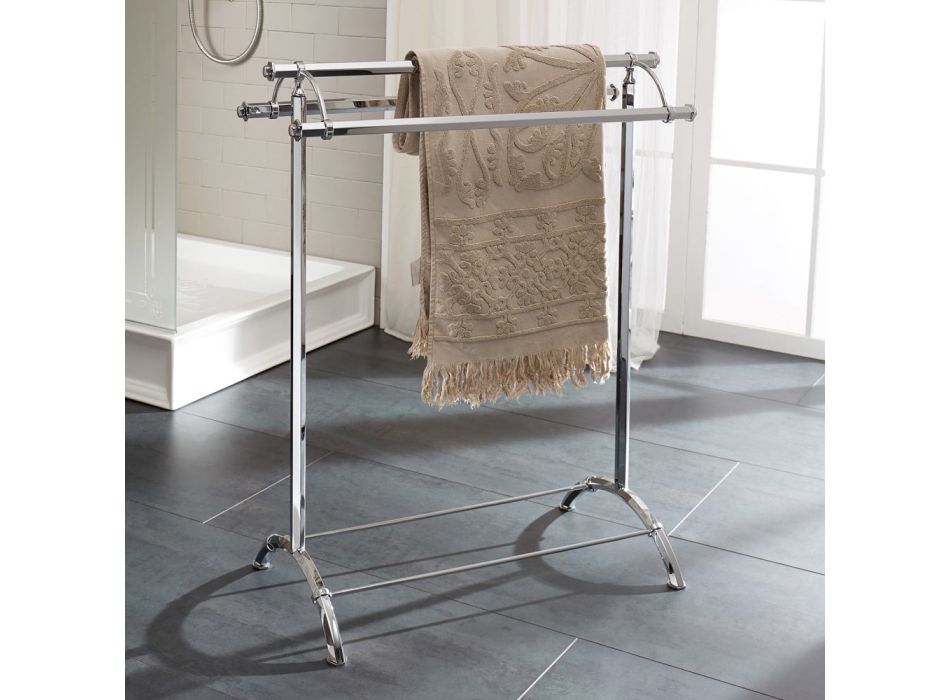 Stojak na wieszaki na ręczniki łazienkowe z mosiądzu w stylu vintage, wyprodukowany we Włoszech – Aristide Viadurini