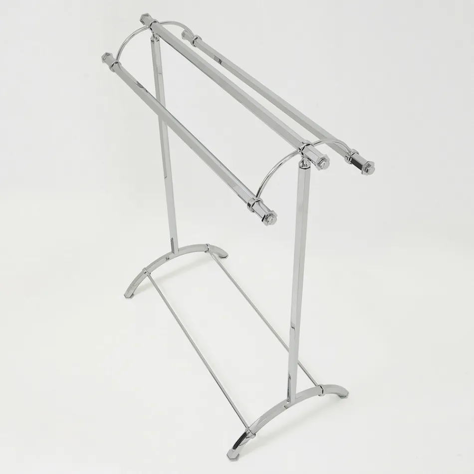 Stojak na wieszaki na ręczniki łazienkowe z mosiądzu w stylu vintage, wyprodukowany we Włoszech - Aristide Viadurini