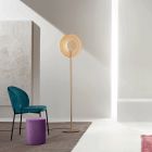 Lampa podłogowa ze światłem LED z malowanego metalu i bursztynowego szkła piaskowego - Albizia Viadurini