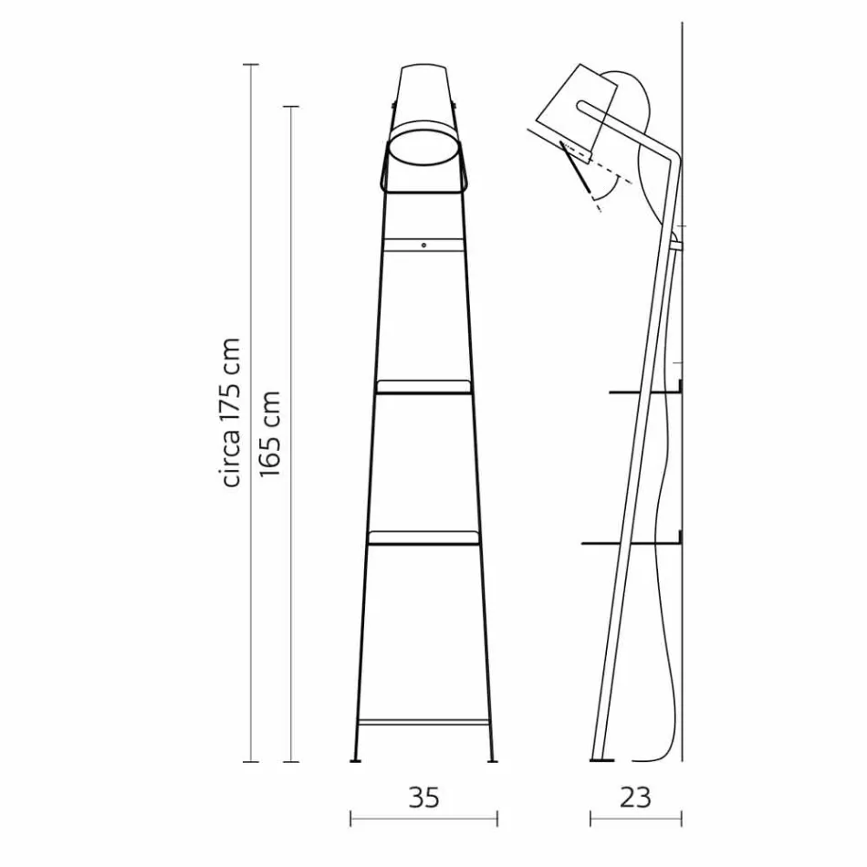Lampa podłogowa do salonu z białego lub matowego czarnego metalu z półkami - Butler Viadurini