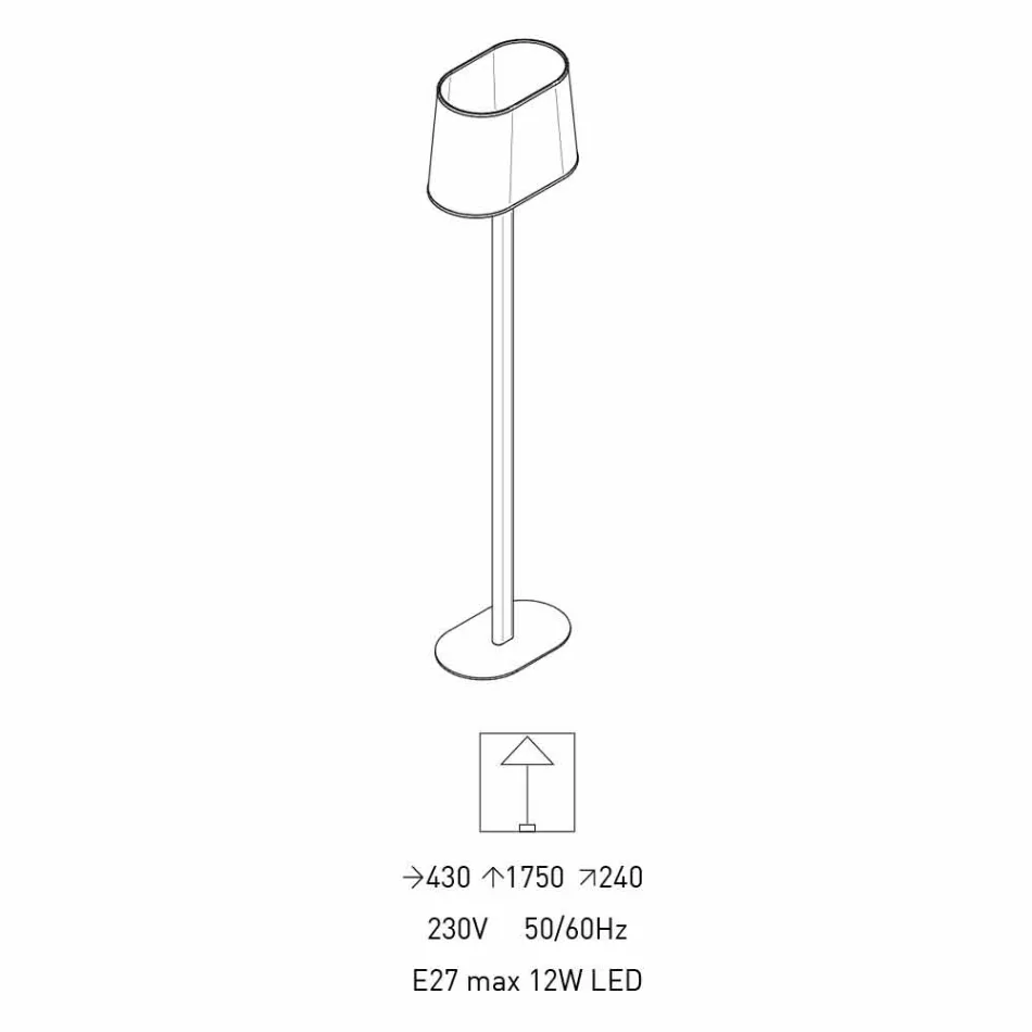 Nowoczesna lampa podłogowa z metalu z abażurem z tkaniny Made in Italy - Jump Viadurini