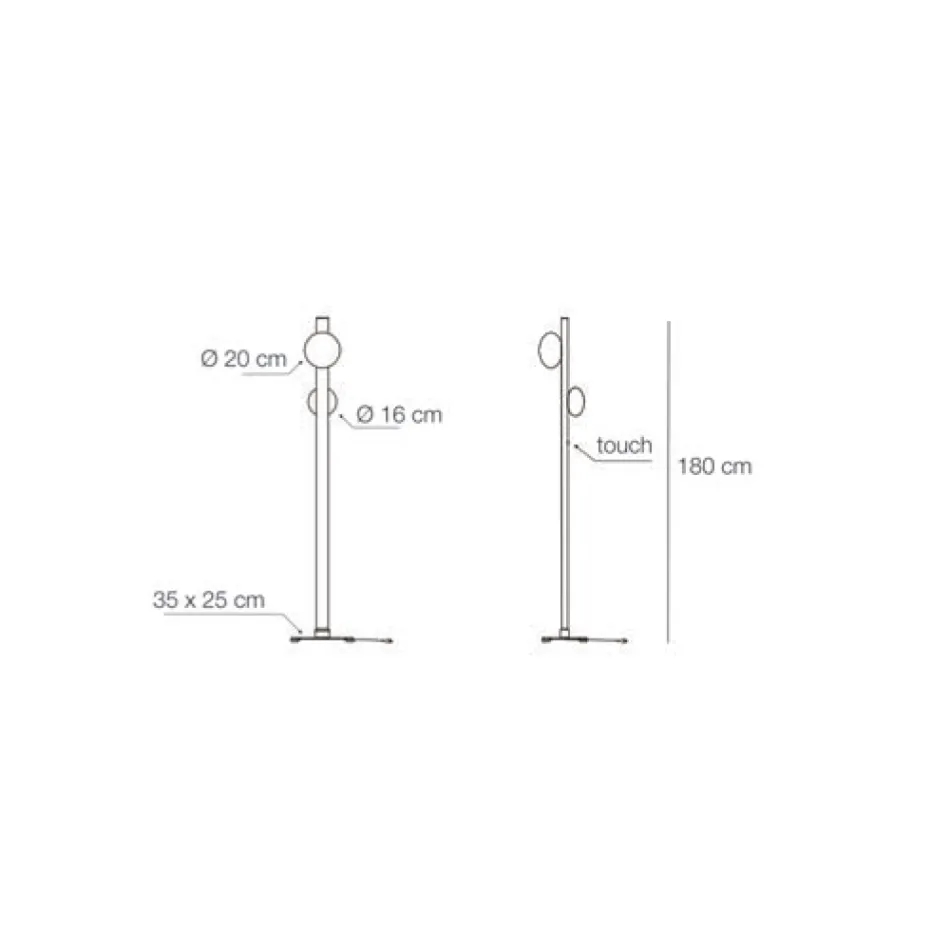 Lampa podłogowa Alma z aluminium i białego szkła dmuchanego Viadurini