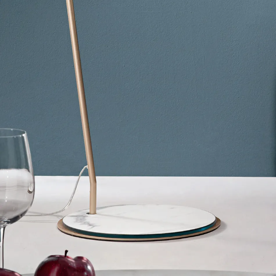 Metalowa lampa podłogowa z kloszem z pcv pokryta tkaniną - Adriana Viadurini