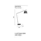 Metalowa lampa podłogowa z kloszem z pcv pokryta tkaniną - Adriana Viadurini