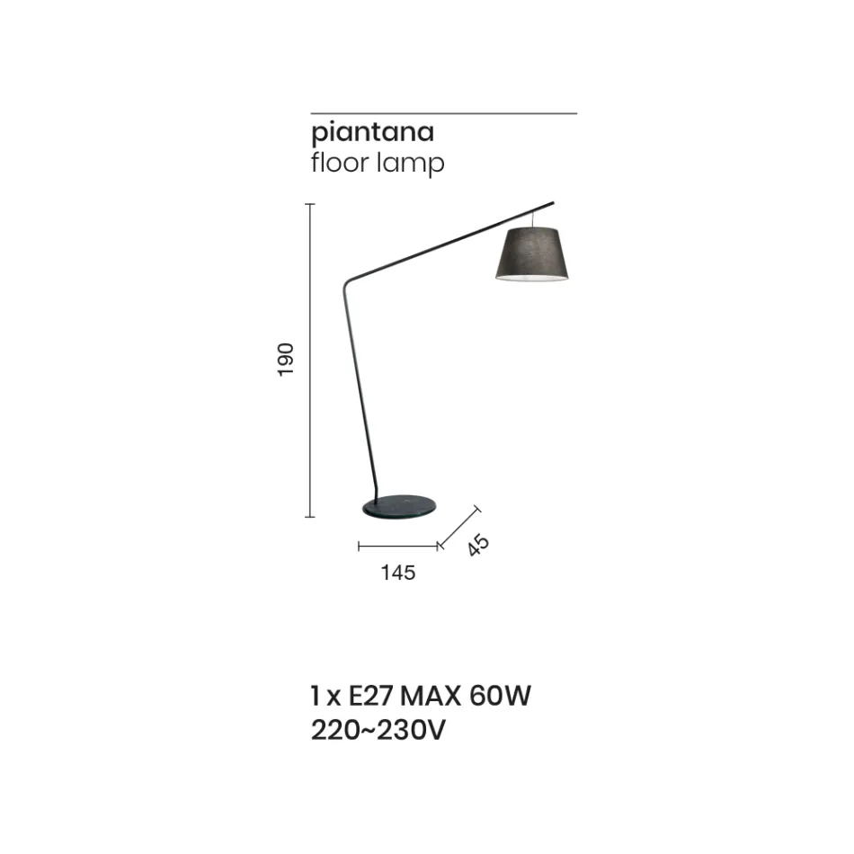 Metalowa lampa podłogowa z kloszem z pcv pokryta tkaniną - Adriana Viadurini