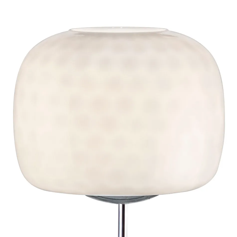 Szklana lampa podłogowa z dwoma wykończeniami i metalową ramą Made in Italy - Brera Viadurini