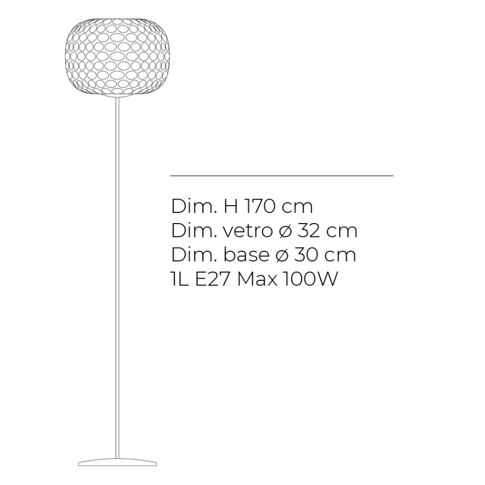 Szklana lampa podłogowa z dwoma wykończeniami i metalową ramą Made in Italy - Brera Viadurini