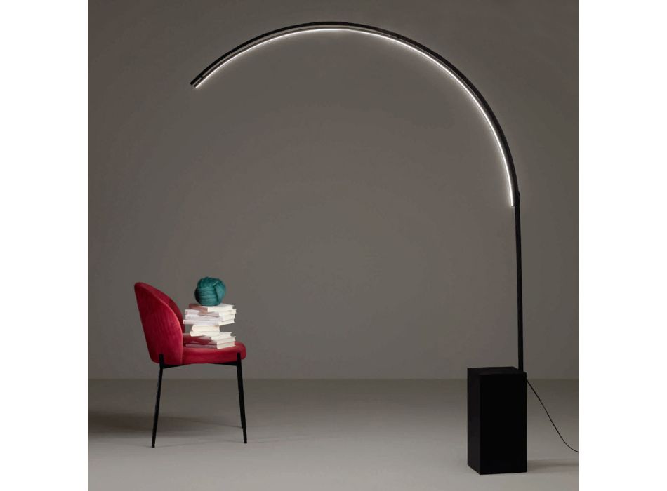 Nowoczesna lampa podłogowa ze ściemnianym światłem LED z malowanego metalu - Picea Viadurini