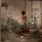 Lampa podłogowa do salonu 3 światła w stylu minimalistycznym białym lub z naturalnego metalu - stylizacja Viadurini