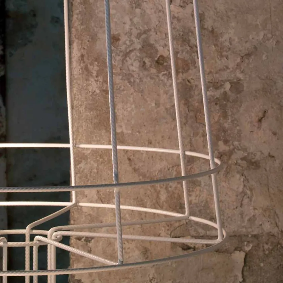 Lampa podłogowa do salonu 3 światła w stylu minimalistycznym białym lub z naturalnego metalu - stylizacja Viadurini