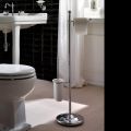 Vintage lampa podłogowa z uchwytem na papier i uchwytem na szczotkę toaletową z mosiądzu i ceramiki - Caen