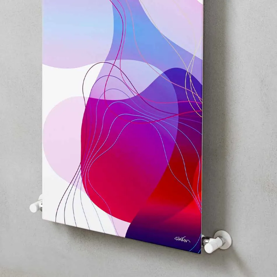 Naścienna hydrauliczna płyta promiennikowa ze stali z dekoracją 839 Watt - Kelvin Viadurini