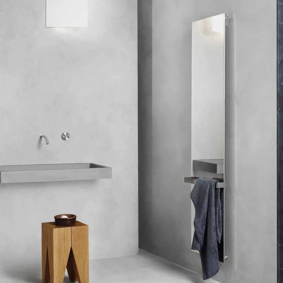 Pionowa elektryczna płyta promiennikowa ze stali nierdzewnej Reflex Design 1000 W - lód Viadurini